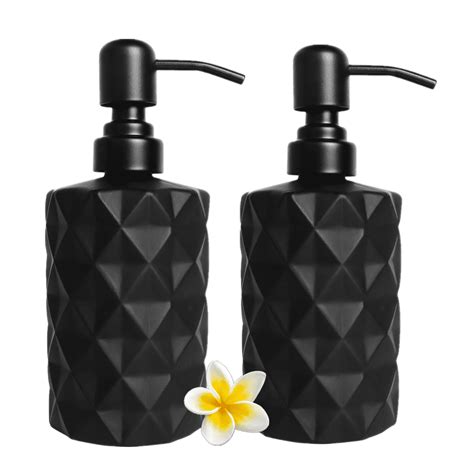 Aomota 2 Pack 12oz Glass Soap Dispenser Diamond Design Kitchen