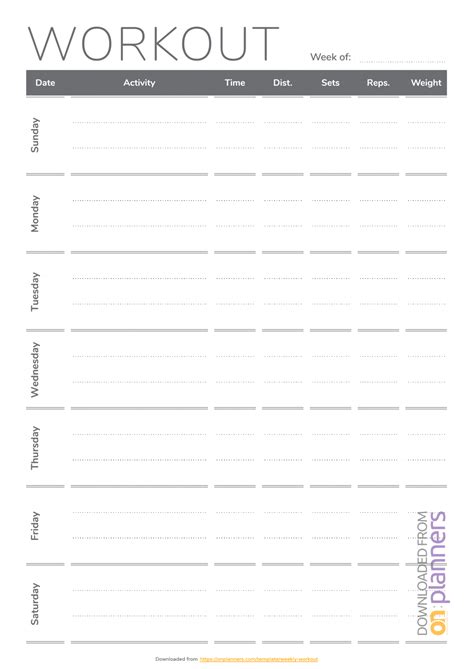 Blank Workout Schedule Template Sample Professional Template - Riset