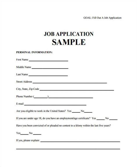 Job Application Sample Filled Out