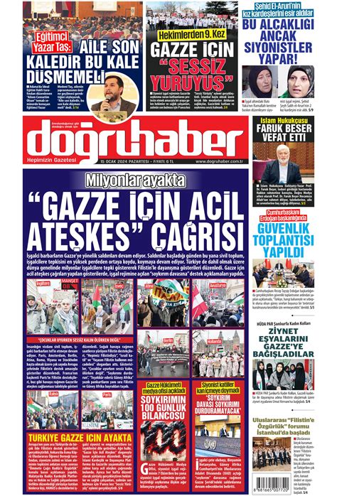 Doğru Haber Gazetesi 15 Ocak 2024 Pazartesi Günü Manşeti