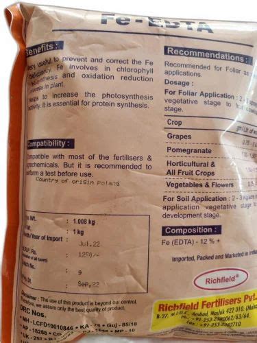 1Kg Richspray Fe EDTA Fertilizer At Rs 906 Packet Chelated