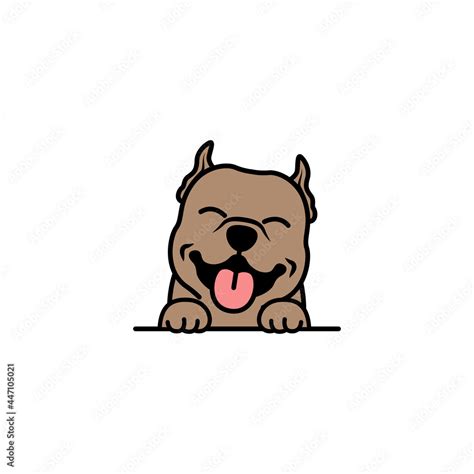 Cute pitbull dog smiling cartoon, vector illustration Stock Vector ...