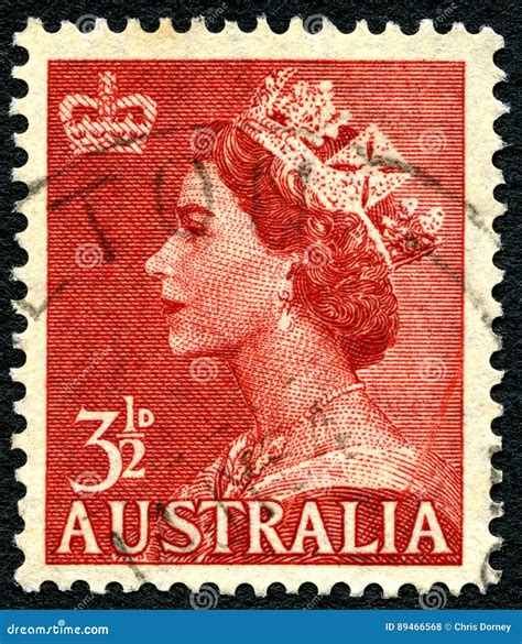 Queen Elizabeth Ii Australian Postage Stamp Editorial Stock Photo