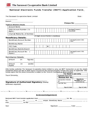 National Electronic Funds Transfer NEFT Application Doc Template