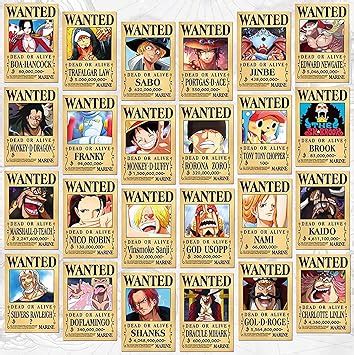 Leeppyton One Piece Pirates Wanted Posters 42cm29cm24PCS New Version