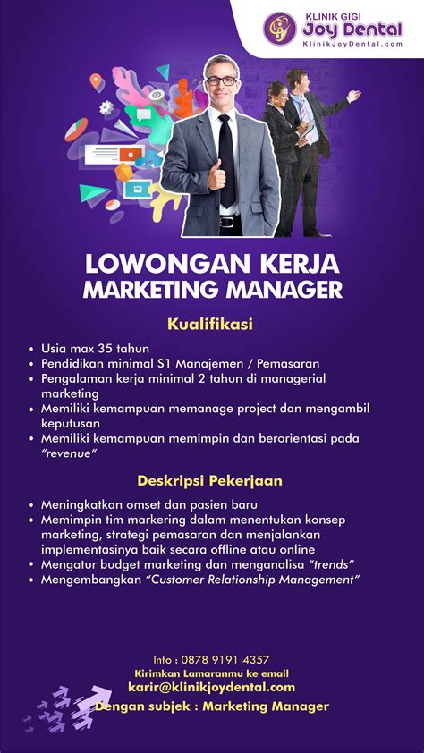 Lowongan Kerja Marketing Manager Di Klinik Gigi Joy Dental Lokerjogja Id