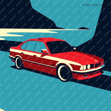 BMW e34 printed on natural white matte fine art paper gift | Etsy