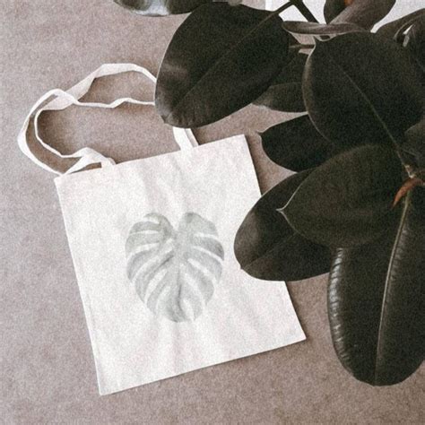 Monstera Tote Bag Minimalist Hand Painted Cotton Bag Eco Friendly