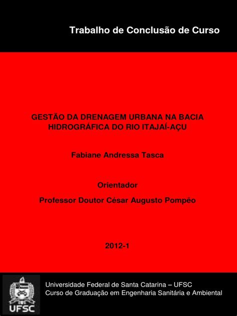 Pdf Gest O Da Drenagem Urbana Na Bacia Hidrogr Fica Do Rio Itaja A U