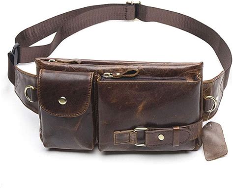 Hebetag Leather Waist Bag Fanny Pack For Men Women Travel