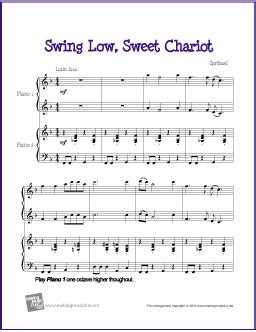 Swing Low Sweet Chariot Free Jazz Piano Duet Sheet Music