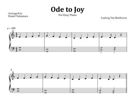 Ode To Joy Easy Piano Arr Daniel Nakamura By Ludwig Van Beethoven Sheet Music For Easy