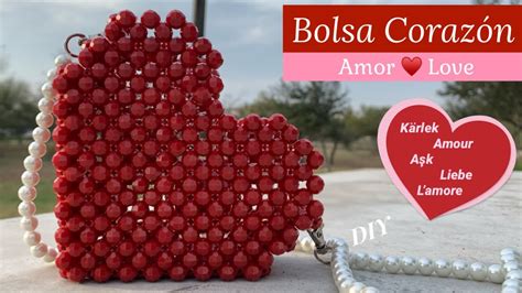 Bolsa Coraz N Love Amor Beaded Bags Diy Cuentas Facetadas