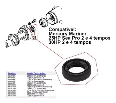 Retentor Eixo Helice Motor Popa Mercury 15 Super 25 30 Hp