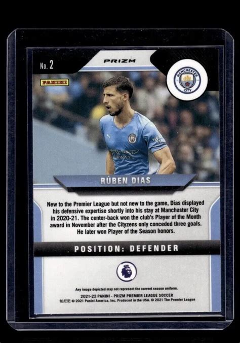 Ruben Dias Green Wave Prizm 2021 22 Panini Prizm Premier League Soccer