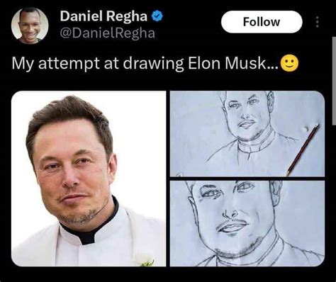 Wetin You Draw Reactions Trail Daniel Reghas Pencil Drawing Of Elon