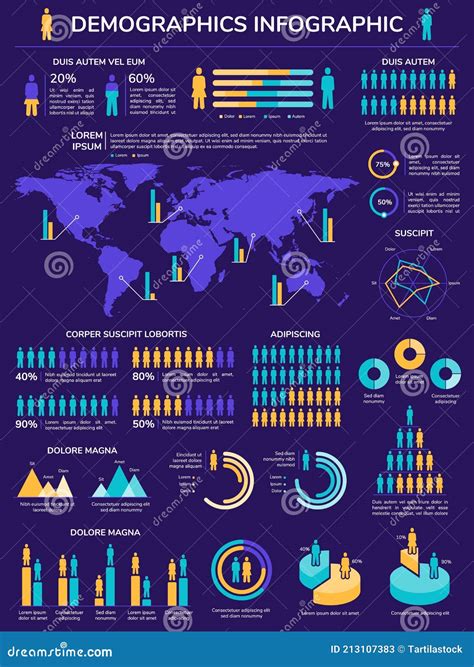 Demographics Infographic Population Growth Data Analysis With People