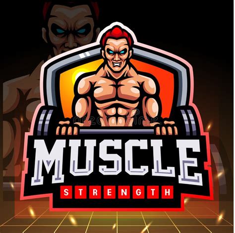 Muscle Man Esport Mascot Logo Design Stock Vector Illustration Of