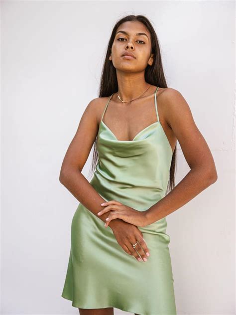 Sage Green Satin Dress Mini Dresses Images