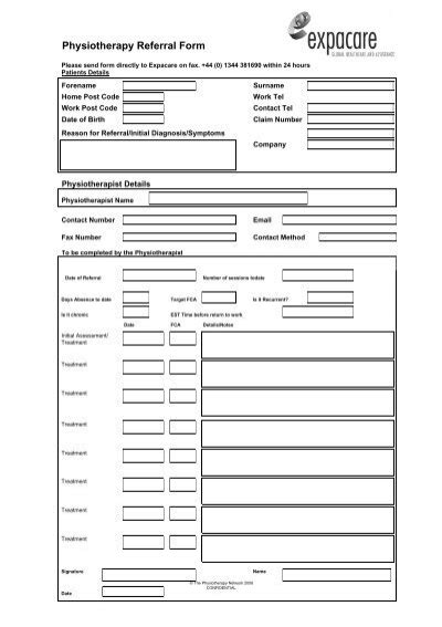 Physiotherapy Referral Form Expacare