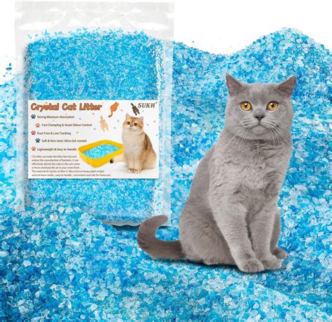 Sukh Crystal Cat Litter Cat Litter Crystals Premium Blue White Clear