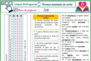 Formas Nominais Do Verbo Loteria Gramatical Li O Pr Tica