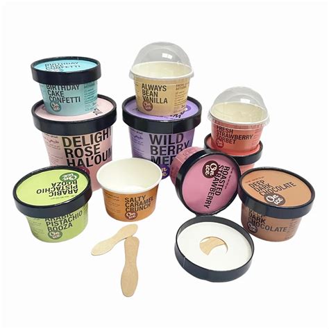 Custom Logo Printed Ice Cream Cup Frozen Yogurt Gelato Bowls