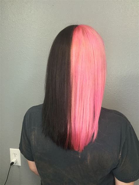 Half Black Half Hot Pink Hair