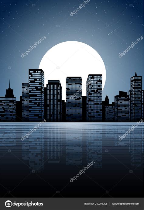 Night City Dark Urban Scape Night Cityscape In Flat Style Abstract