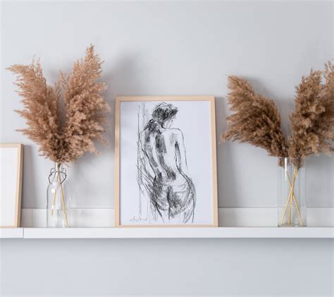Wall Art Sketch Print Charcoal Drawing Nude Woman Print Etsy