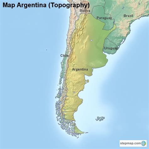 StepMap Map Argentina Topography Landkarte für Argentina