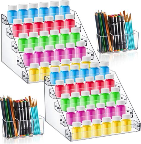 Geetery 4 Pcs Acrylic Paint Organizers Set Including 2 Pcs