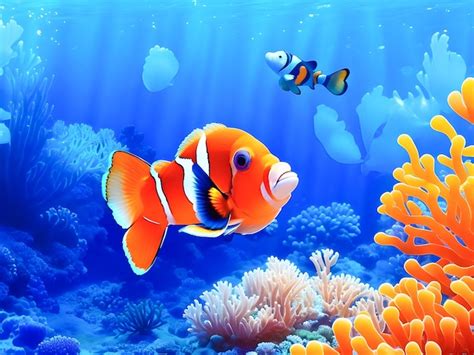 Premium Photo Colorful Clown Fish Swimming Under The Sea Beautiful