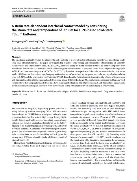 A Strain Rate Dependent Interfacial Contact Model By Considering The