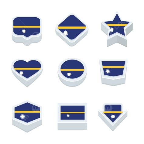 Set Of Nine Styles For Nauru Flag Icons And Buttons Vector Travel Buttons World Png And