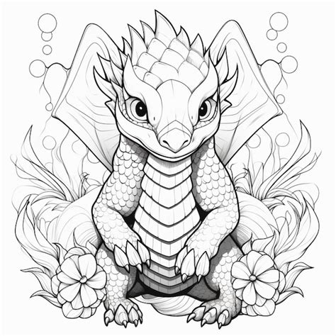 Premium Ai Image A Drawing Of A Dragon Sitting On The Ground With