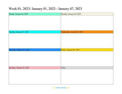 Weekly Calendar 2023 (WORD, EXCEL, PDF)