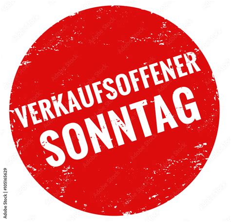 Verkaufsoffener Sonntag Stempel Rot Grunge Stock Vektorgrafik Adobe Stock