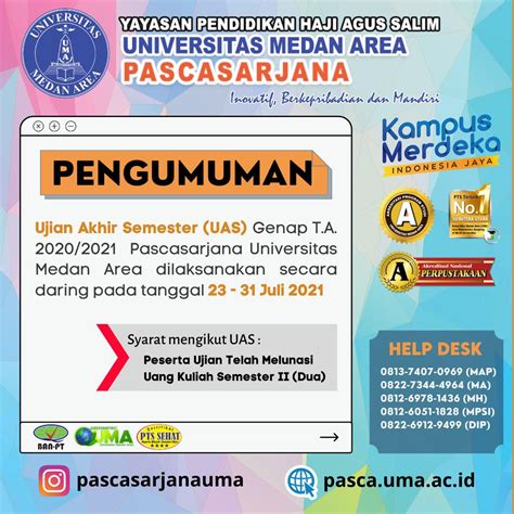 Pengumuman Pelaksanaan UAS T A 2020 2021 Program Studi Magister Ilmu