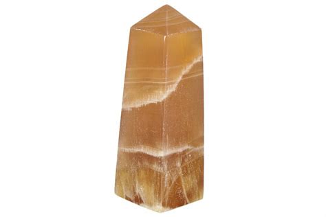 41 Polished Banded Honey Calcite Obelisk 217057 For Sale