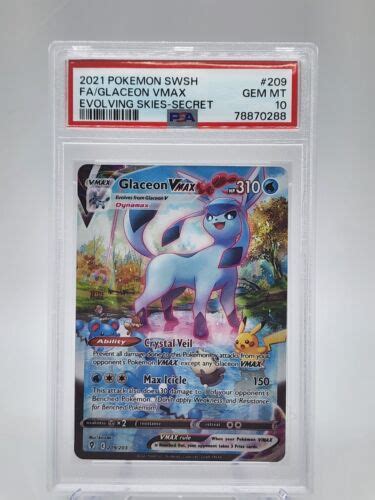 Glaceon VMAX Alt Art 209 203 Pokemon Evolving Skies Secret Rare PSA 10