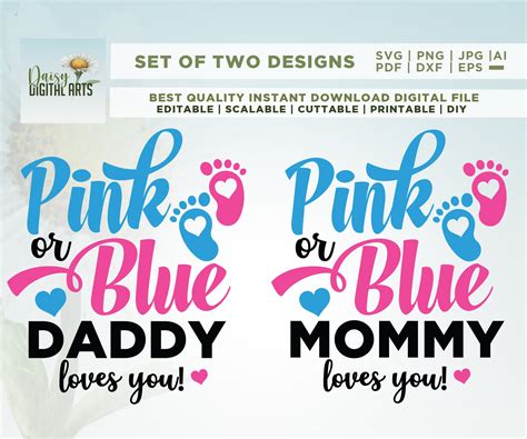 Gender Reveal Shirts Svg Pink Or Blue Mommy Loves You Gender Etsy