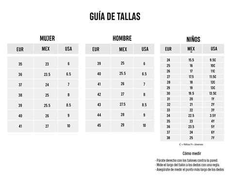 Tabla De Tallas De Calzado