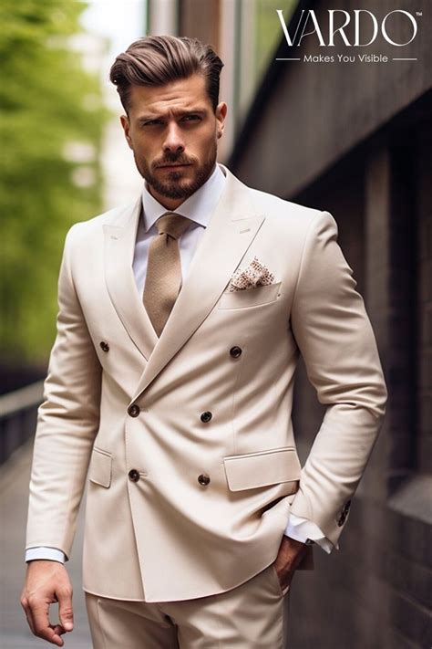 Beige Double Breasted Suit Premium Mens Wedding Suit Tailored Fit The Rising Sun Store Vardo