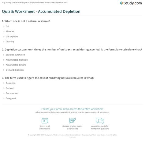 Quiz And Worksheet Accumulated Depletion