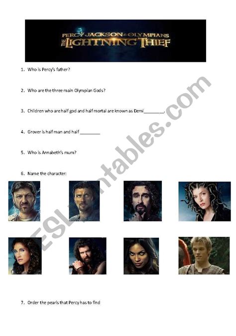 Percy Jackson Esl Worksheet By Carmengb