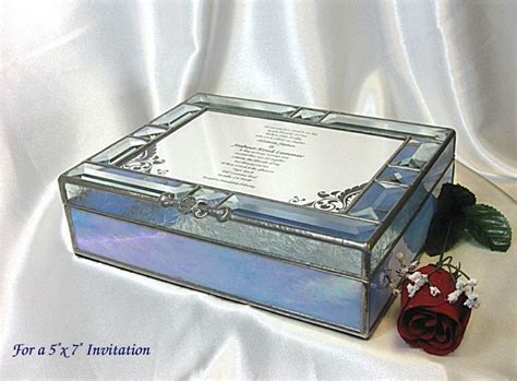 Wedding Invitation 5x7 Keepsake Box In Stained Etsy Keepsake Boxes Custom Stained Glass