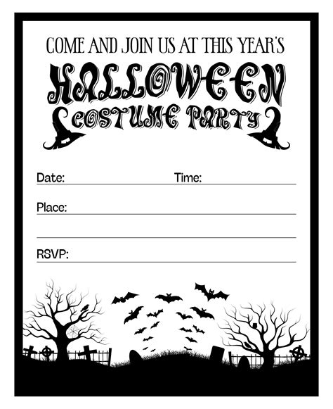 Halloween Birthday Invitations Black And White - 15 Free PDF Printables ...