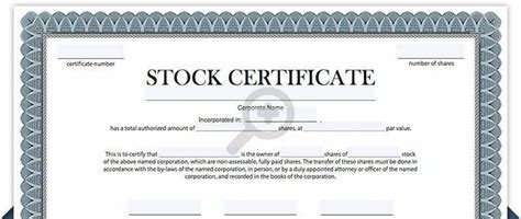 Sample Stock Certificate Free Printable Documents