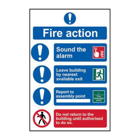 Centurion Fire Action Procedure Sign Self Adhesive Vinyl 200mm X